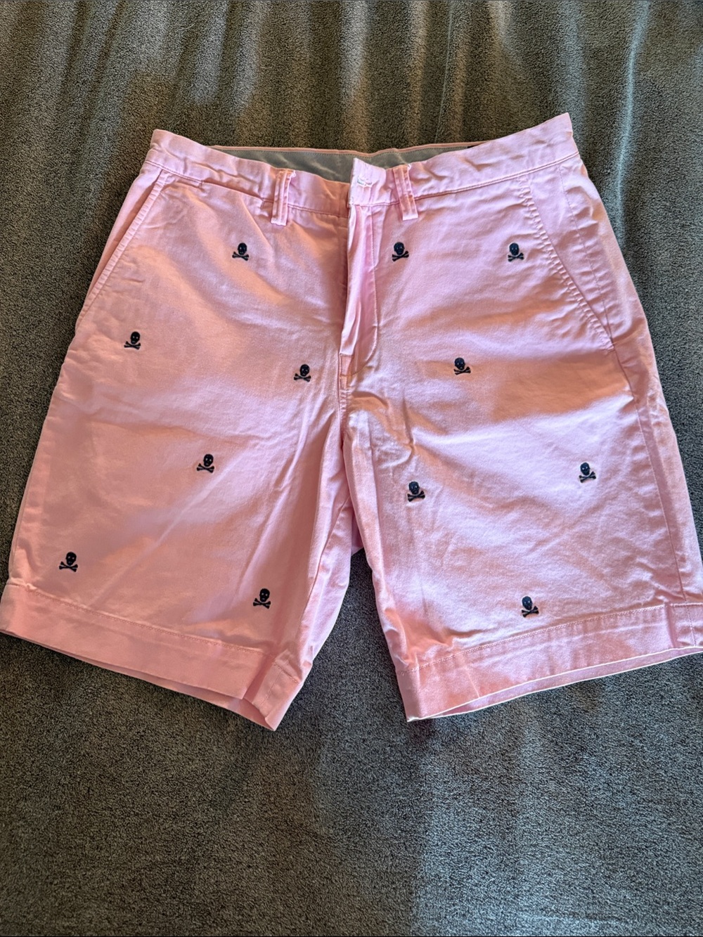 Polo by Ralph Lauren Pink Embroidered Skull Chino Shorts